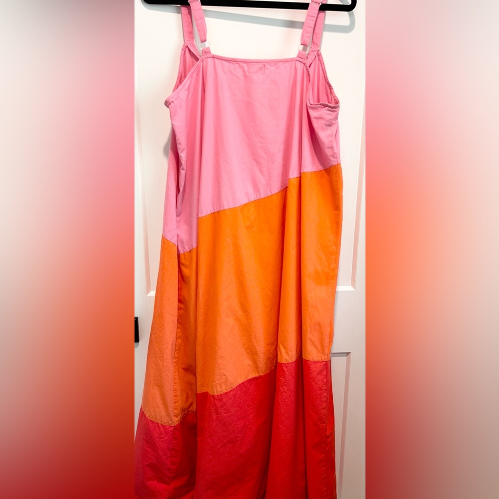 Mud Pie Colorblock Midi Dress in Pink, Orange & Red - Picture 9 of 12